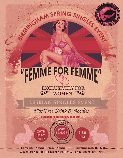 birmingham, femme, mix and mingles, lesbian, west midlands, The Vaults, Pink Lobster Dating, Pink Lobster Matchmaking, Meetup
