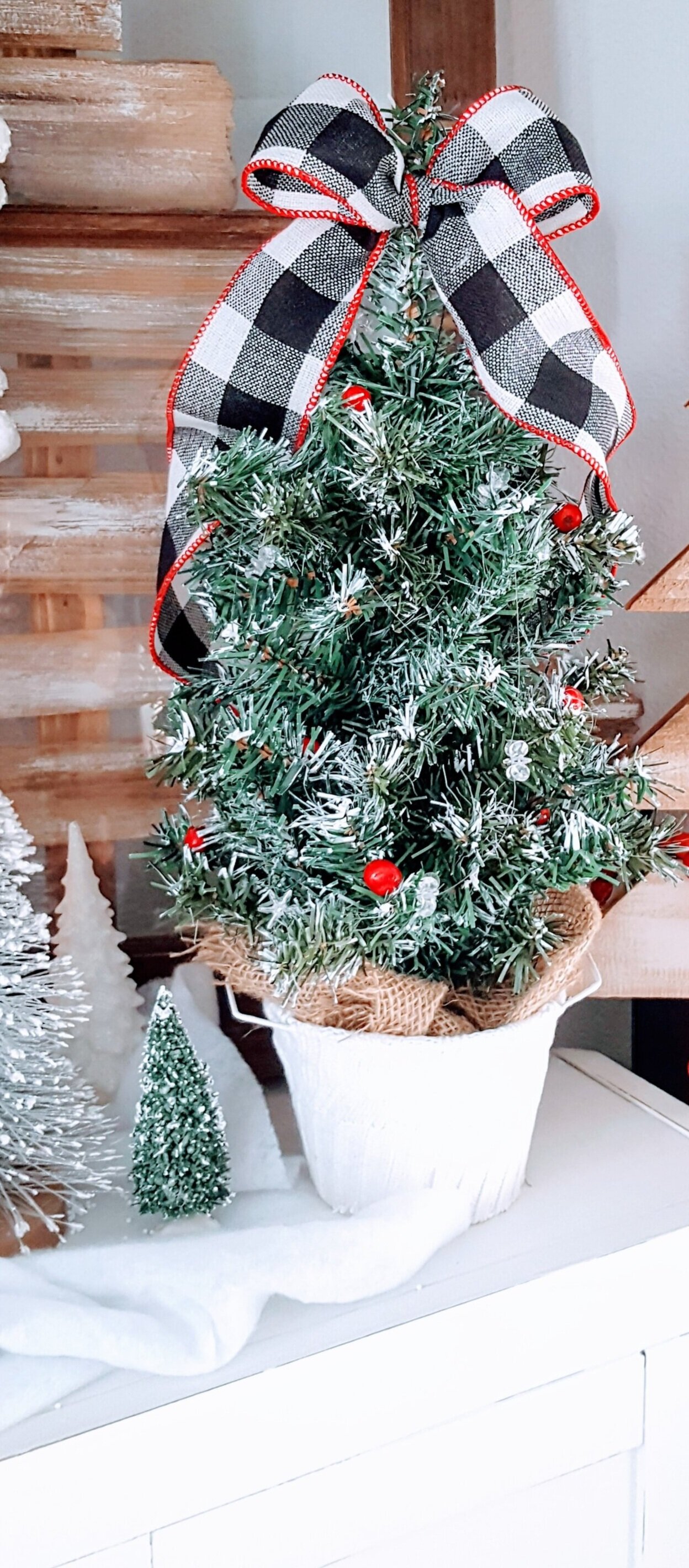 Dollar Tree Christmas Tree Hack Creating A Farmhouse Buffalo Check Christmas K S Olympic Nest
