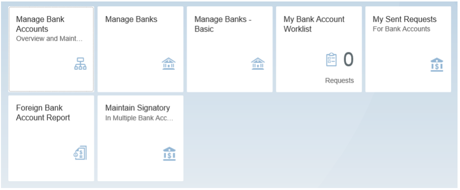   Figure 22 Examples of a Few Bank Management Apps in Fiori  