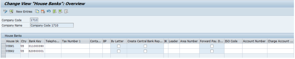   Figure 23FI12_HBANK - House Bank Transaction in SAP GUI  