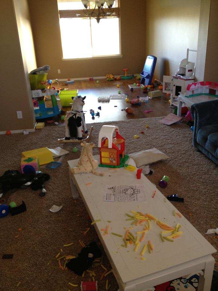  Our playroom at this time of my life was the bane of my existence. My kids were overwhelmed with options (too many toys) so they just went crazy and dumped it all daily.  