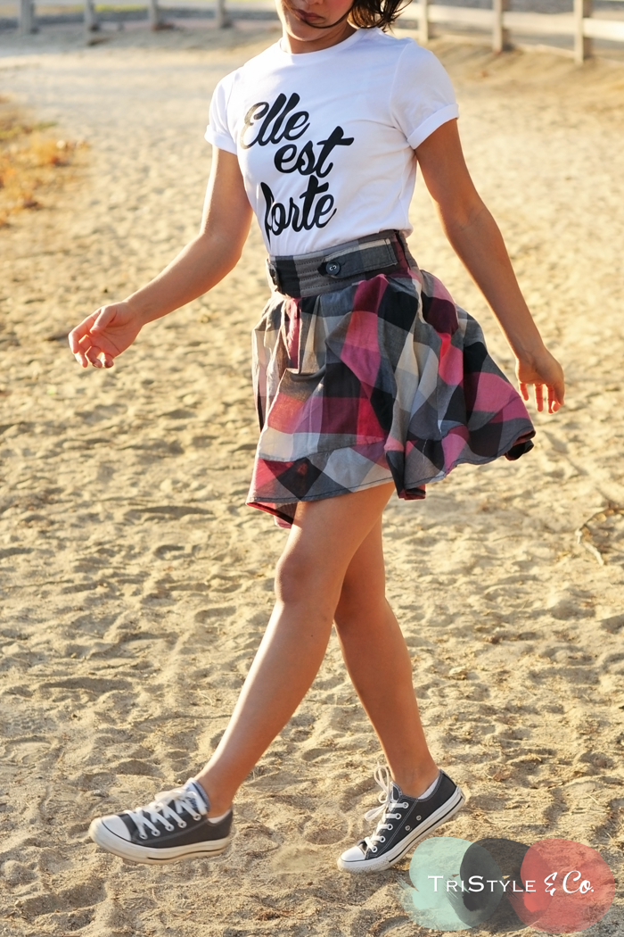 TriStyle & Co., She is Clothing, Chucks, Casual Style, tee and skirt