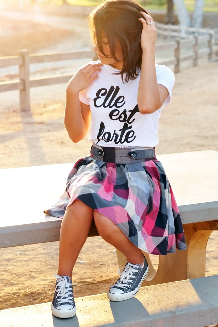 TriStyle & Co., She is Clothing, Chucks, Casual Style, tee and skirt