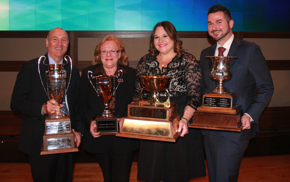 2016 MetroTex Award Winners (from l-r) Russell Berry, Easterwood Cup; Sandy Donsky, Ebby Halliday MetroTex Community Service Award; Kimberly Addison Kramer, Affiliate of the Year Award; Johnny Mowad, Lois Hair Bernays Award.