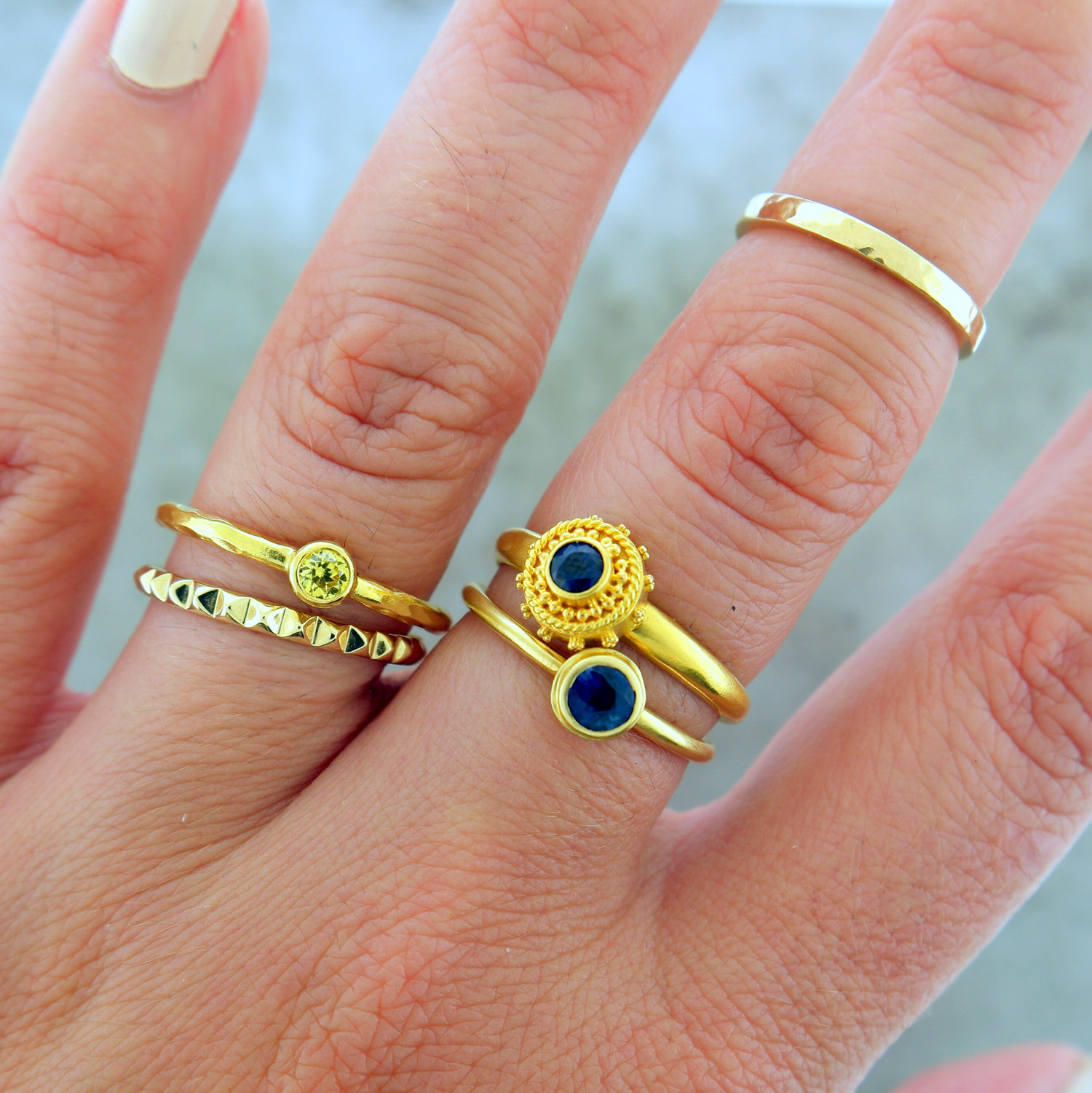 Ring Stack featuring "Ahoy There", "You're A True Blue" ,"Hello Yellow" &amp;&nbsp;"Pyramid"