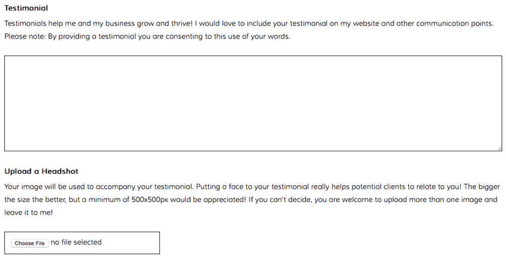 Brand IT Girl - Client Feedback Form Screenshot - How I ask for Testimonials