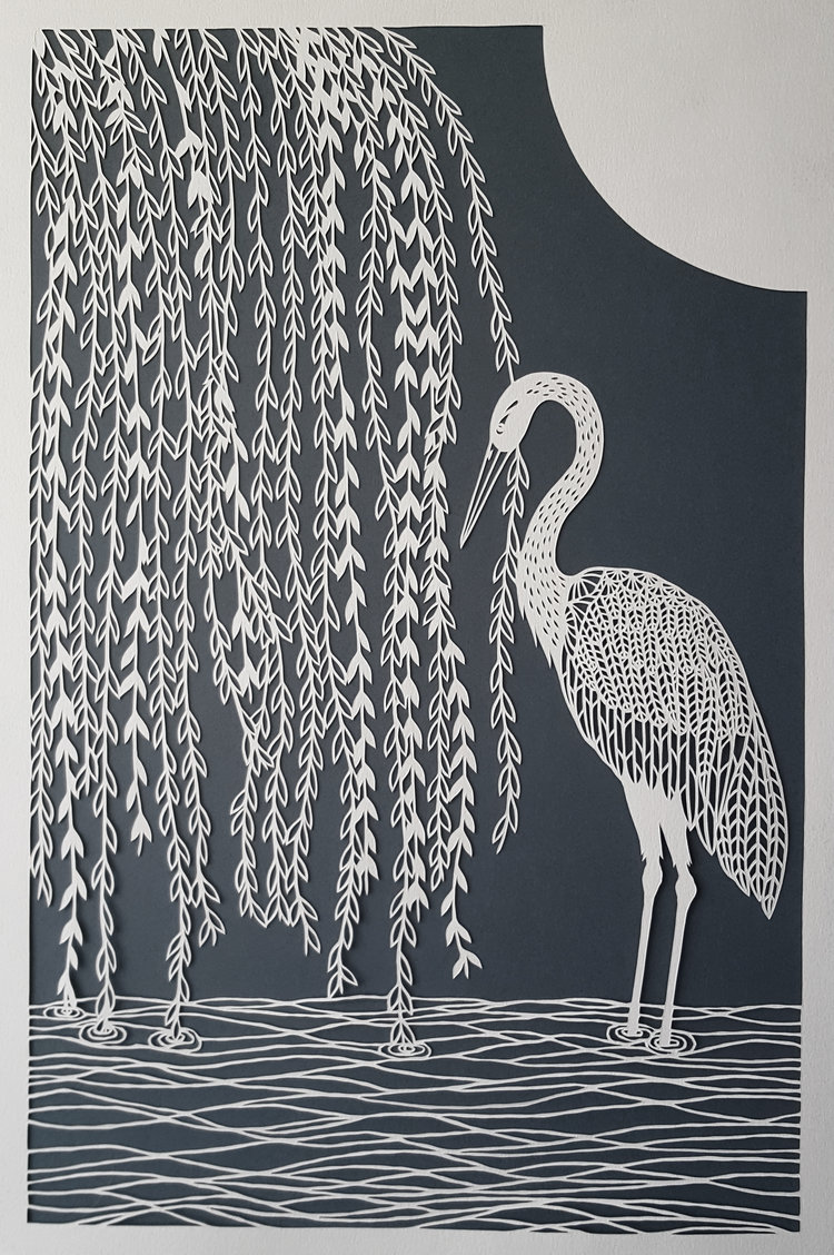 Stork et Willow Tree originale Papercut