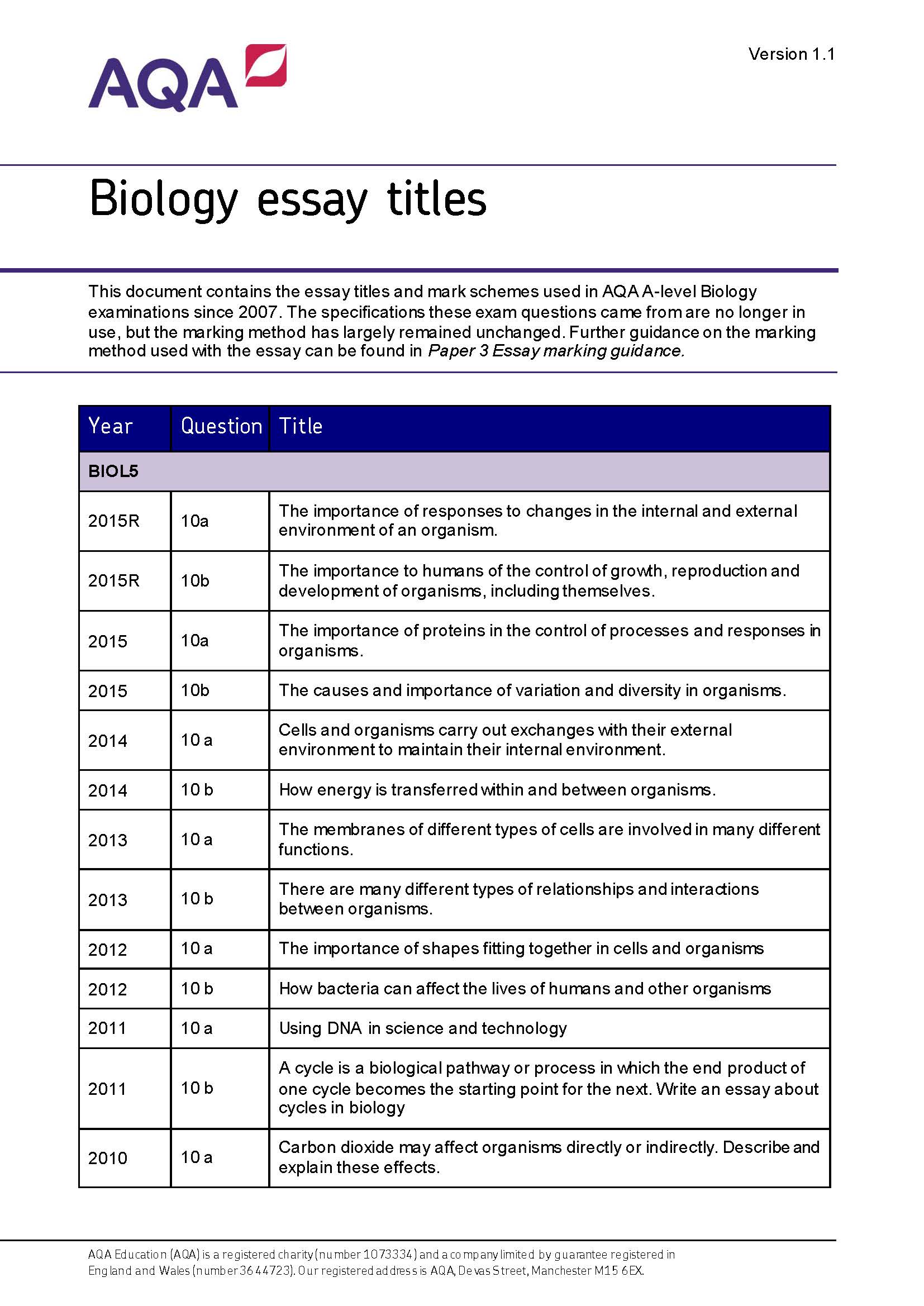 a level biology paper 3 essay questions