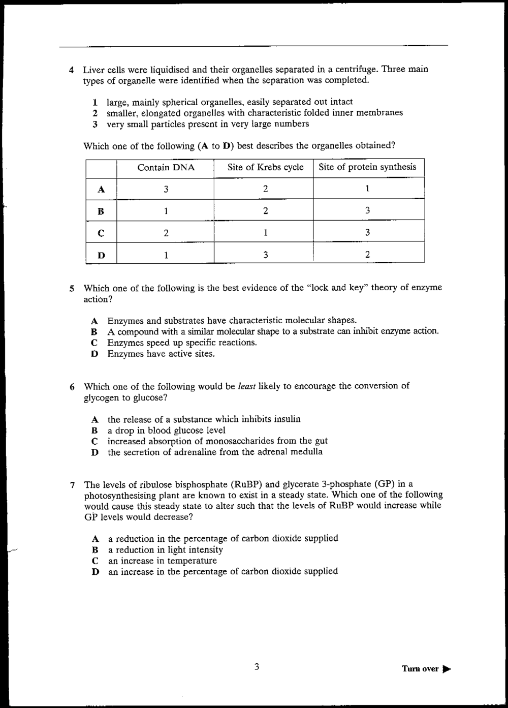 Old and difficult Multiple Choice Questions Alevel Biology — Online Alevel Biology Tutor