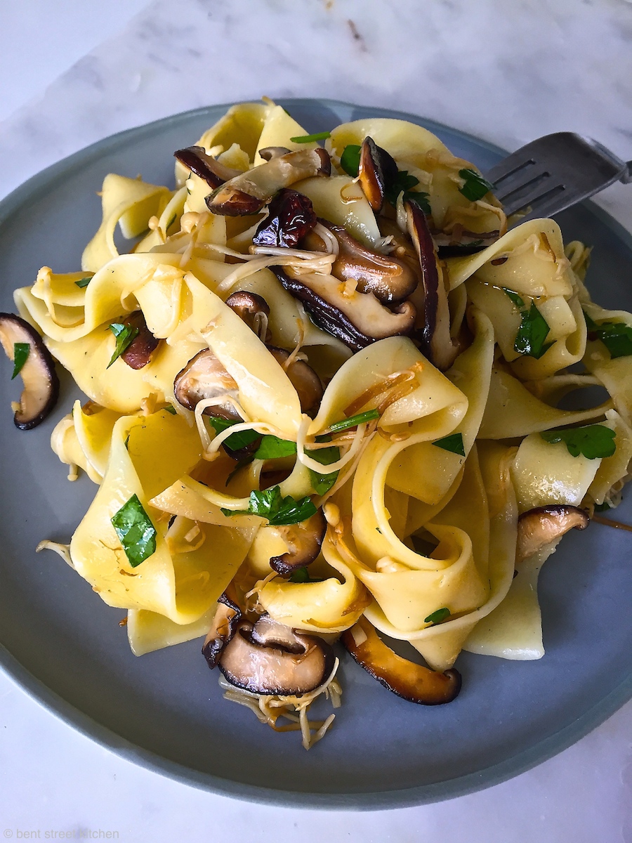 shiitake and enoki mushroom pasta — bent street kitchen