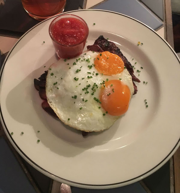 Steak and fried egg at Dirty Bones, Kensington