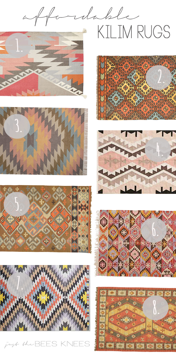 Great round-up  of AFFORDABLE budget friendly kilim rug options from Just The Bees Knees