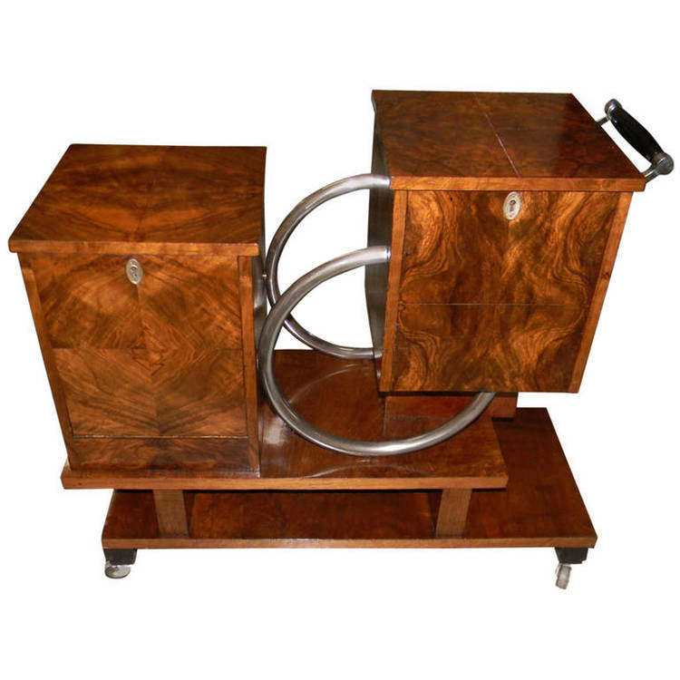  Art Deco Chrome and Wood Rolling Liquor Cabinet - Image courtesy: Artdecocollection.com 