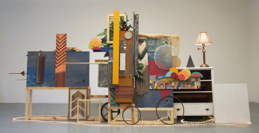  Peter Hoffecker Mejia, Untitled, mixed media assemblage, 75 x 168 x 30 inches 