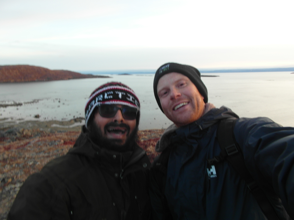 Self-satisfied selfie on the tundra (I am on your right).
