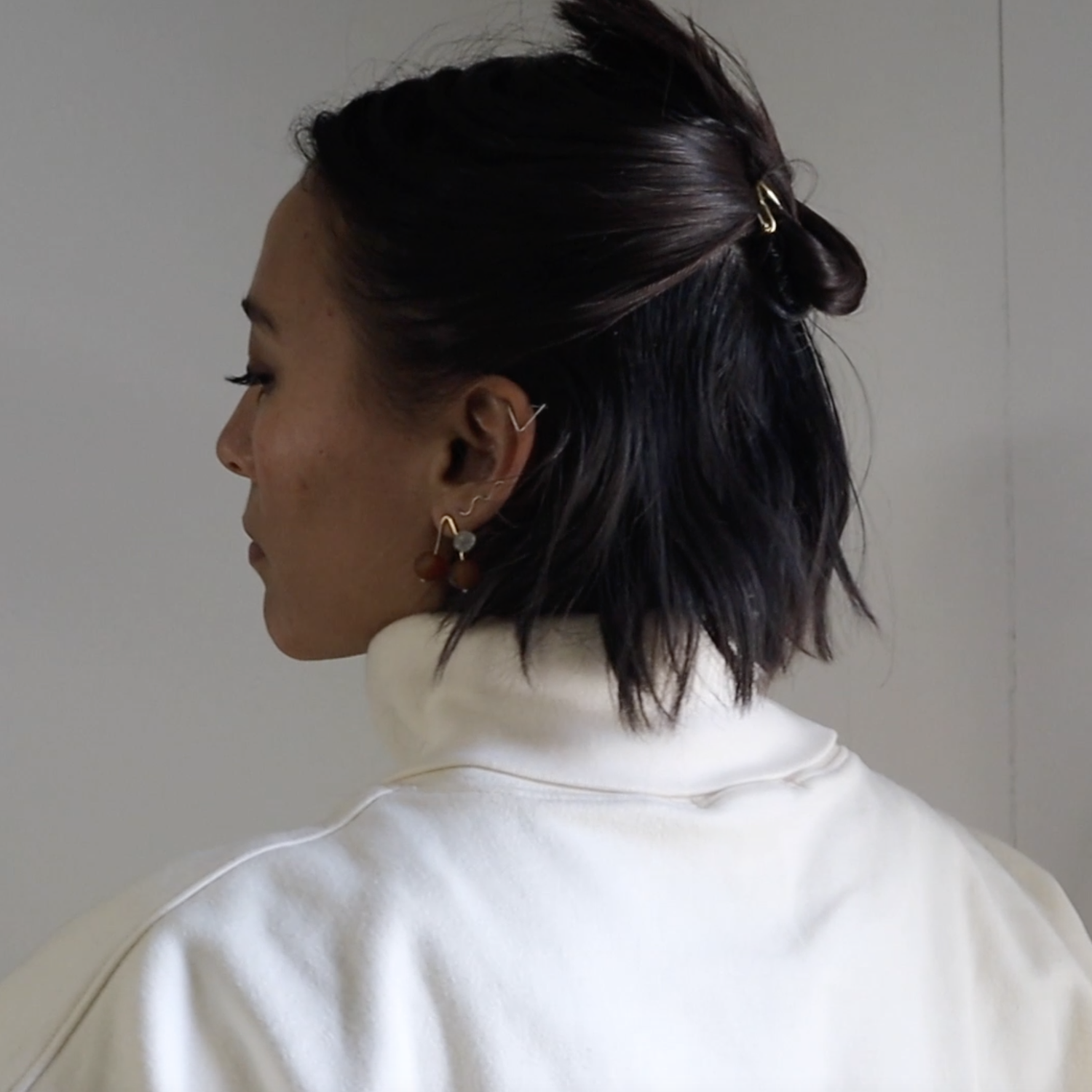 Image of Half-Up Bun hairstyle for short hair