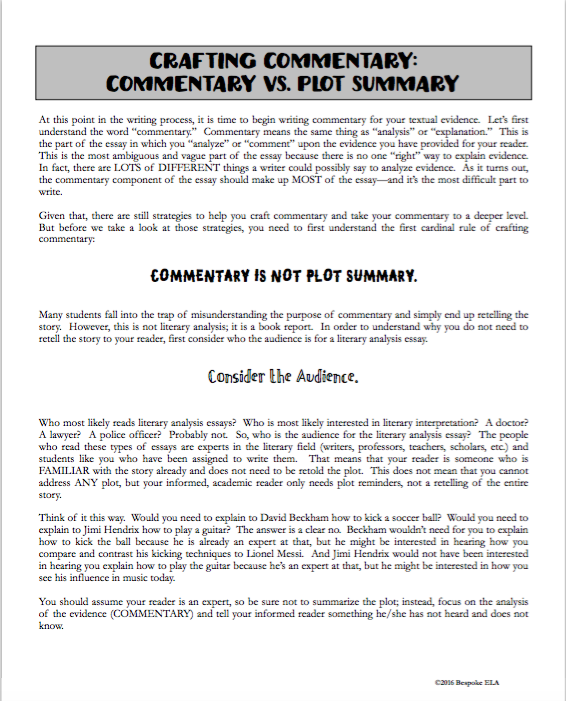 How to write commentary in an essay
