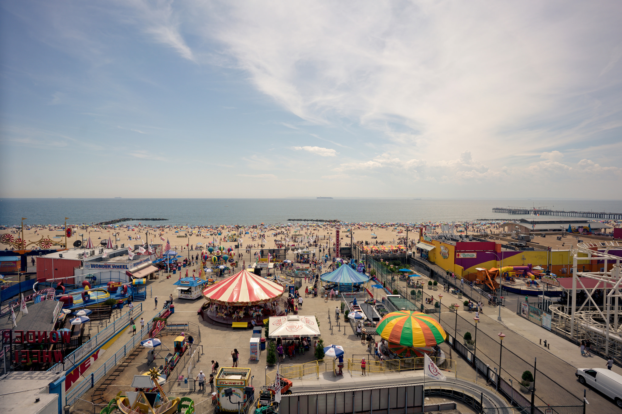 (Sony ILCE-7RM2 + Zeiss Batis 18mm f/2.8) ISO 100 - A view of Coney Island at 18mm from the top of the Wonder Wheel