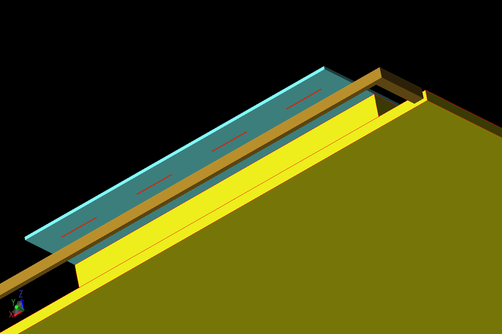 Figure 3: An underside view of the antenna array shows the separation of the 4G and 5G elements and the back side of the substrate.