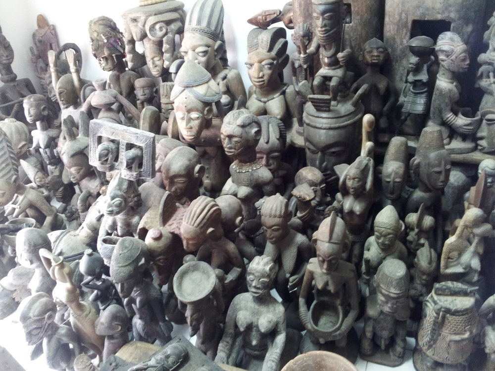 A photo taken in a gallery in Lagos, Nigeria, selling statues that are still called "tribal" artwork in international auctions today. © Orisha Image