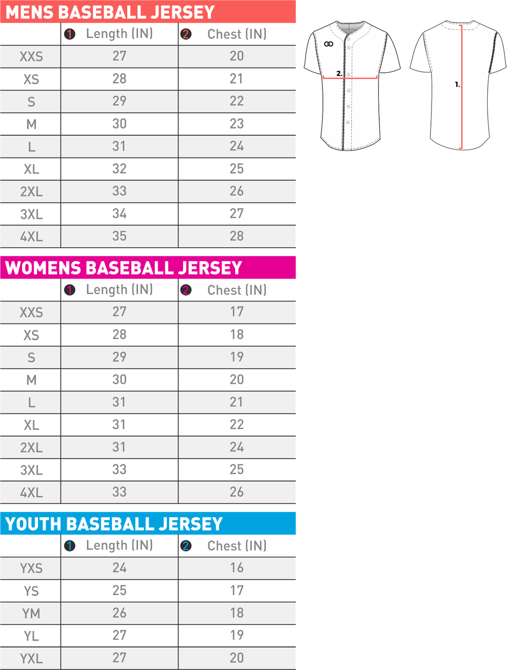 nike baseball jersey size chart