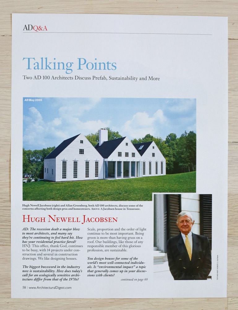  "Talking Points" by Richard Olsen.   A    rchitectural Digest  , November 2010. Editor-in-Chief, Paige Rense-Noland. Art Director, Georg Moscahlades. Senior Editor (Architecture) and Book-Reviews Editor,&nbsp;Richard Olsen. Conde Nast Publications, Inc. 
