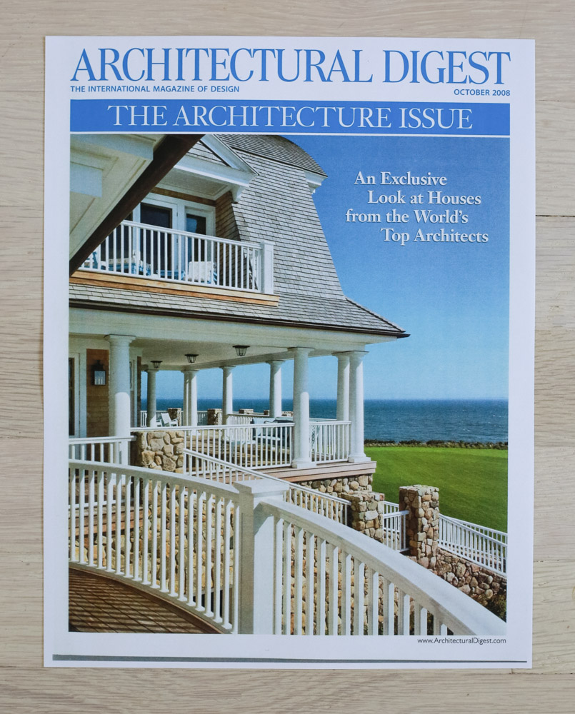    A    rchitectural Digest  , October 2008, "The Architecture Issue." Editor-in-Chief, Paige Rense-Noland. Art Director, Jeffrey Nemeroff. Senior Editor (Architecture) and Book-Reviews Editor,&nbsp;Richard Olsen. Conde Nast Publications, Inc. 