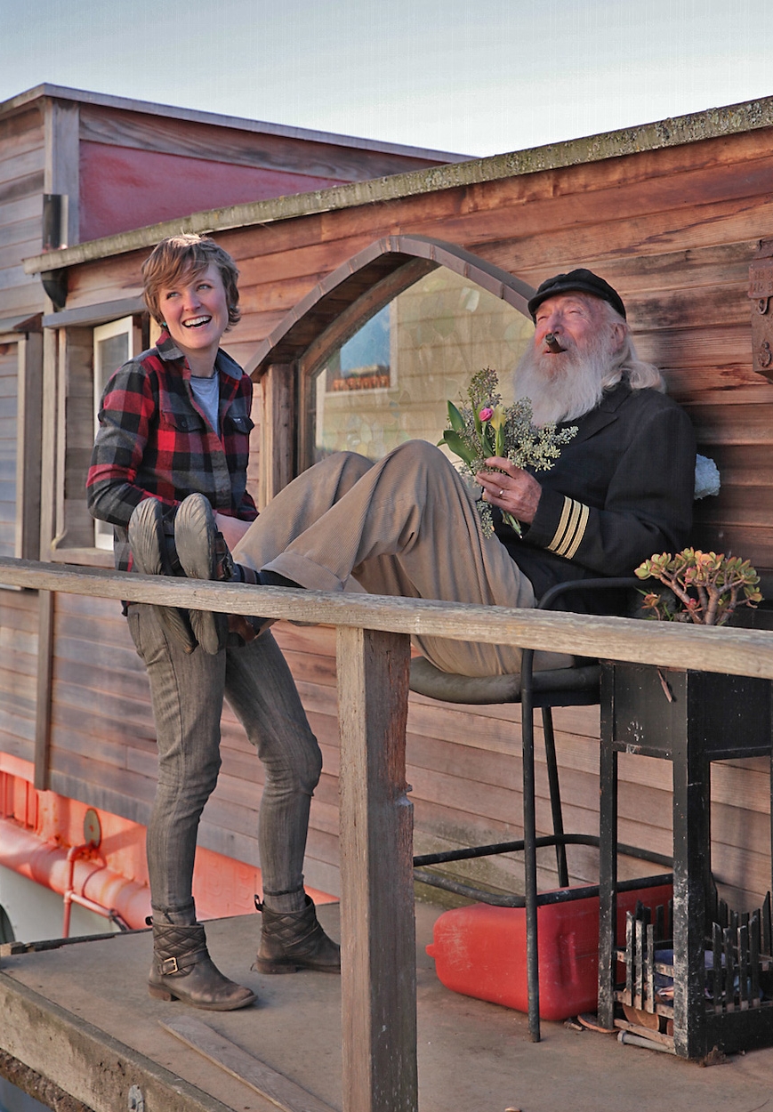 amber eckley and larry moyer aboard shel silverstein's "evil eye" houseboat, sausalito, ca