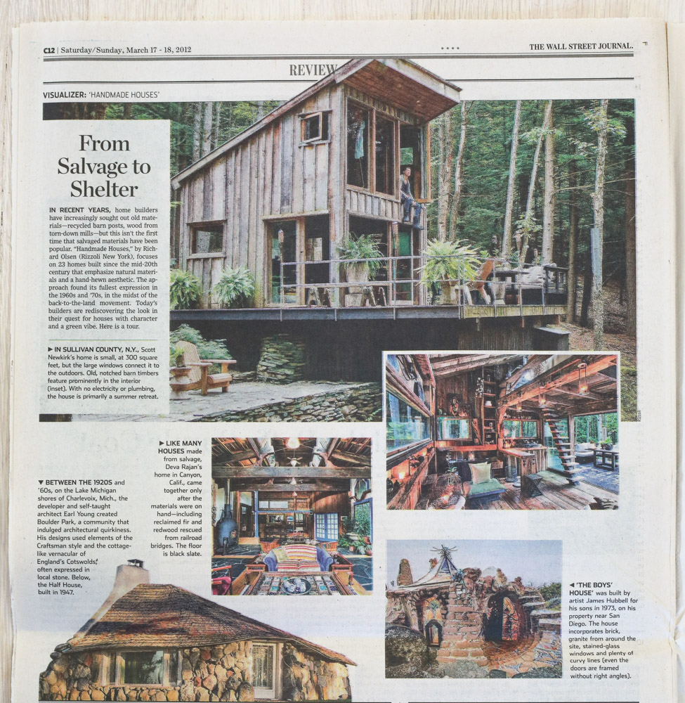    Handmade Houses   in   The Wall Street Journal  , March 17–18, 2012. 