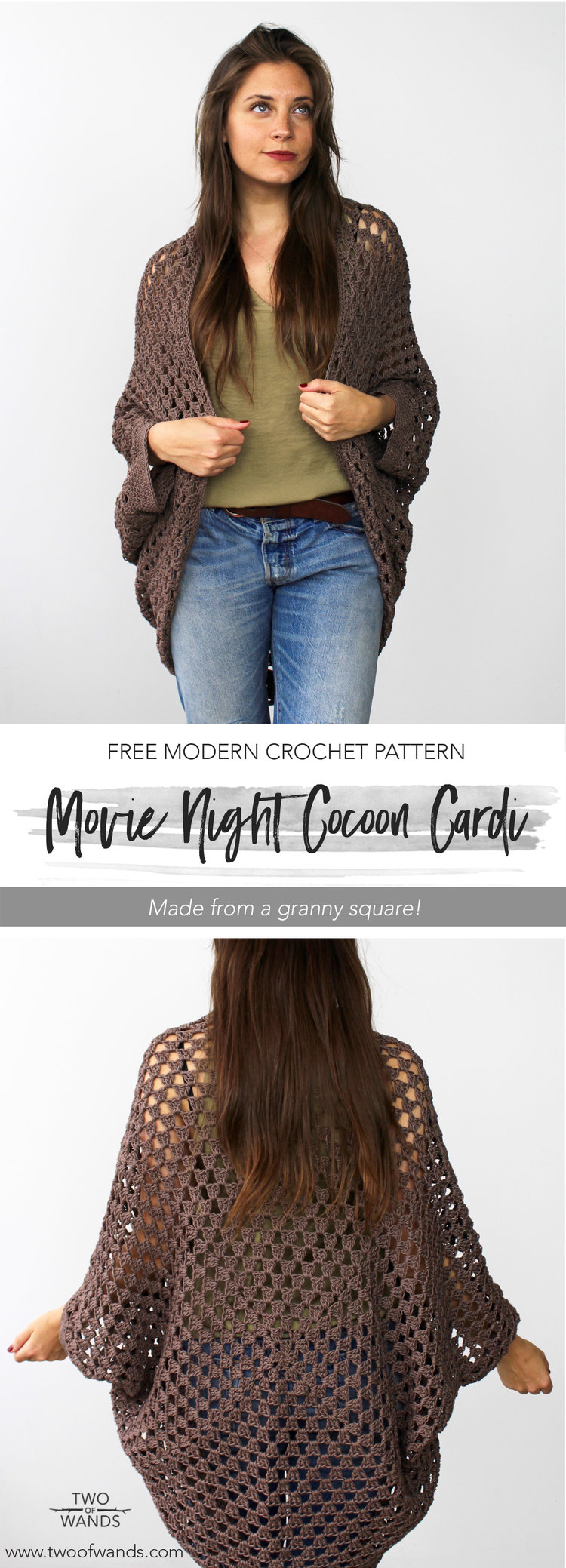 Movie Night Cocoon Cardi Pattern by Two of Wands