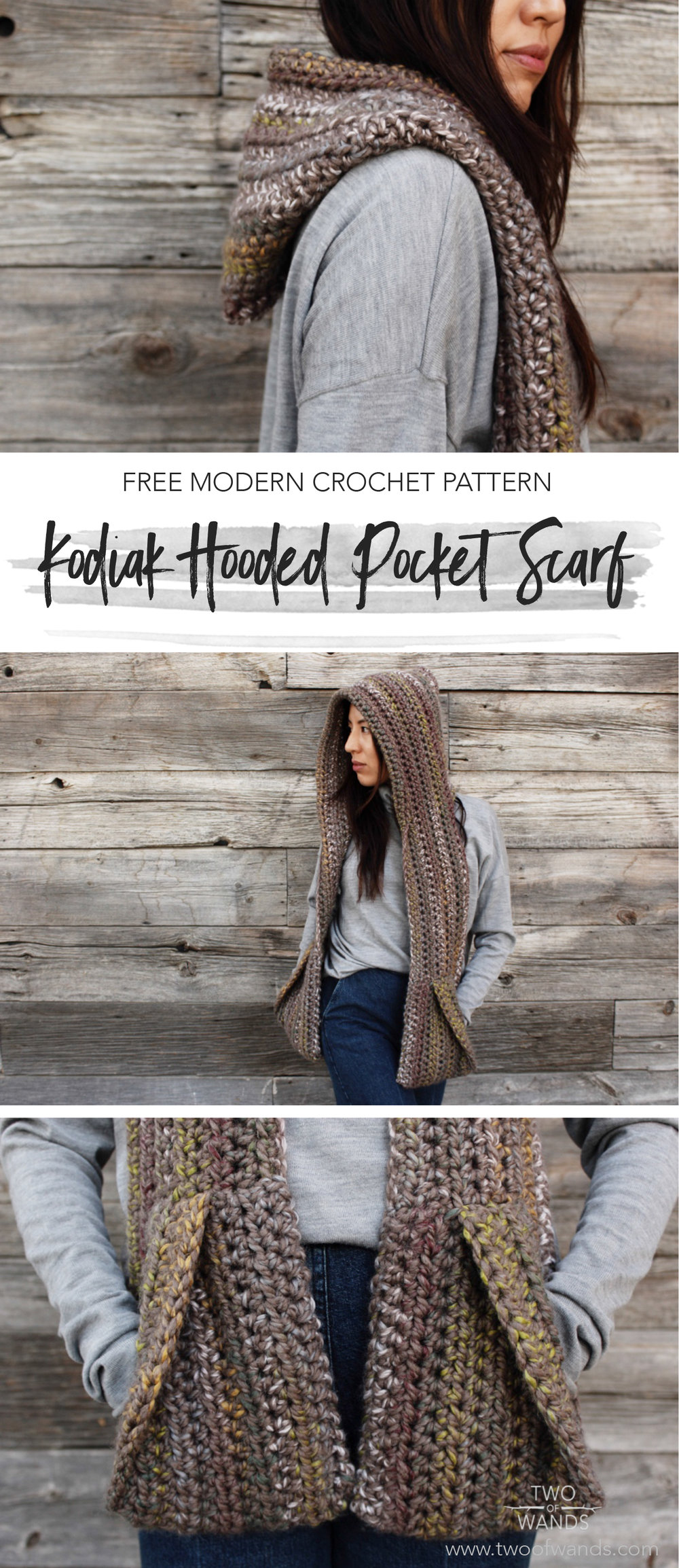 Kodiak Hooded Pocket Scarf pattern by Two of Wands