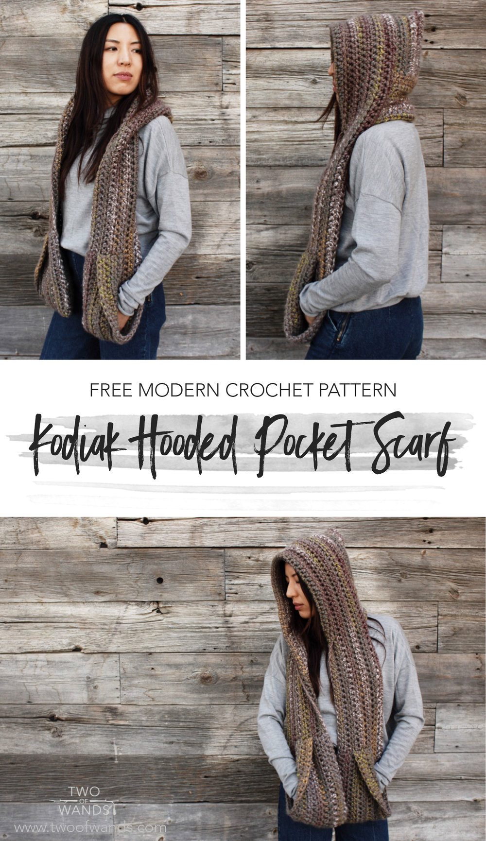 Kodiak Hooded Pocket Scarf pattern by Two of Wands