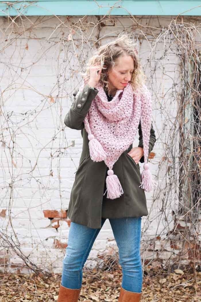 At First Blush Triangle Scarf by Make & Do Crew