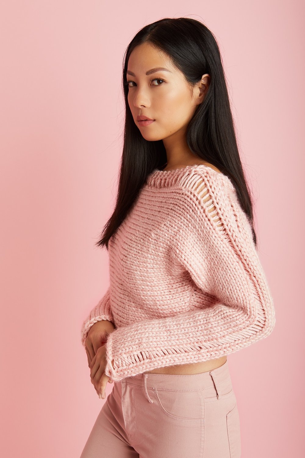 Cropped Drop Stitch Pullover