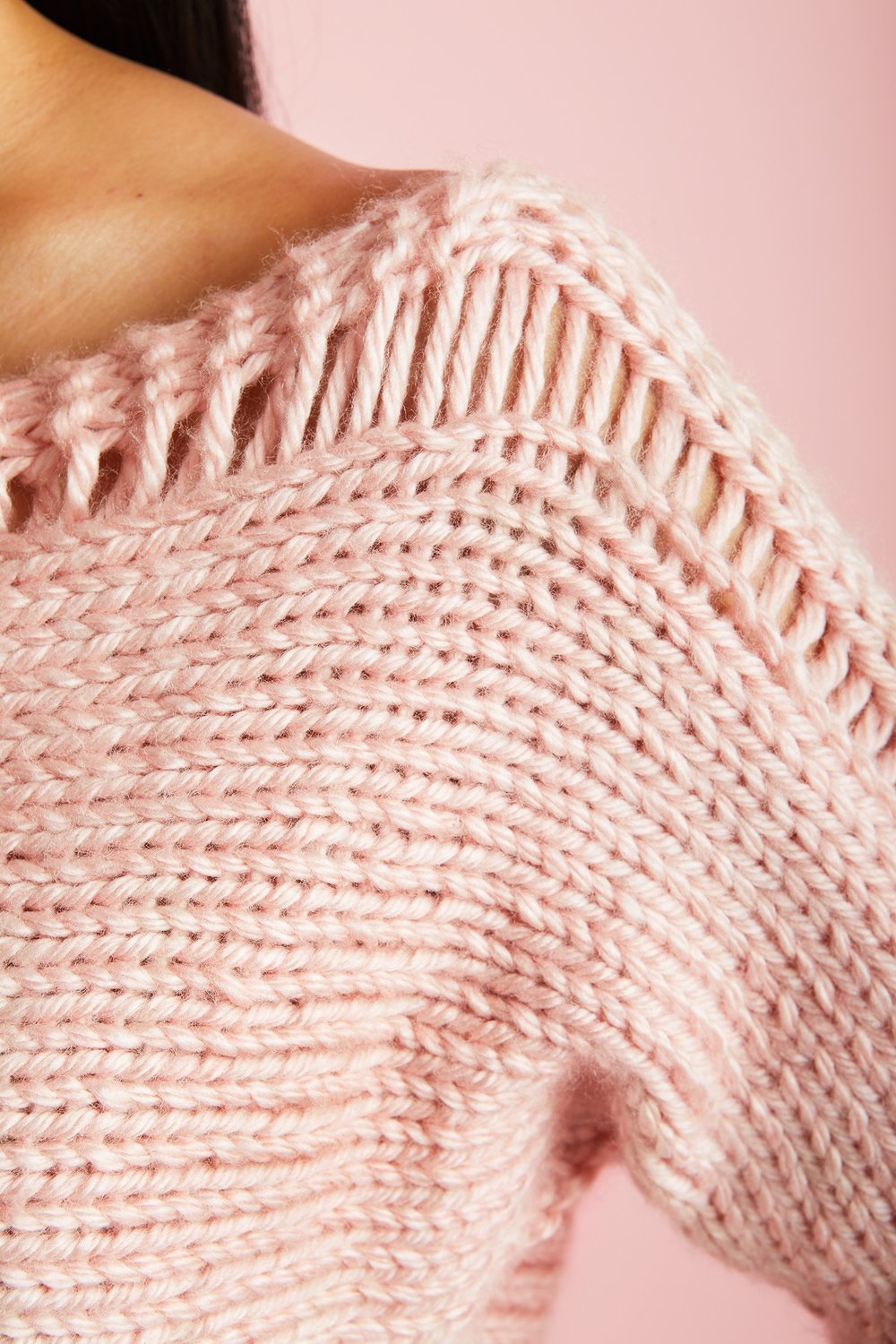 Cropped Drop Stitch Pullover