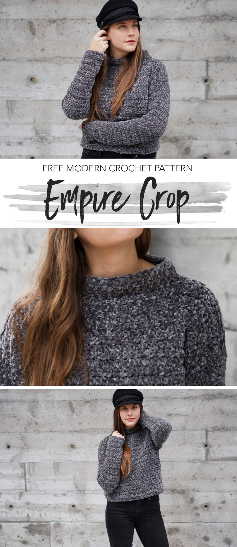 Empire Crop sweater pattern by Two of Wands