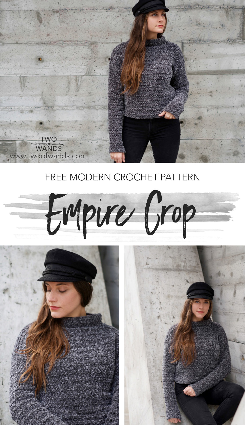 Empire Crop sweater pattern by Two of Wands
