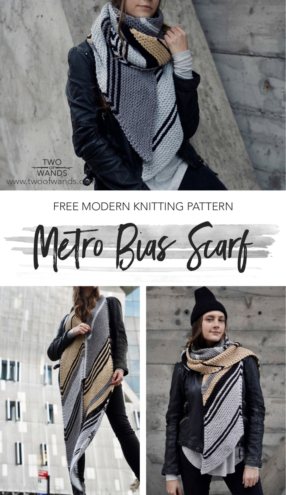 Metro Bias Scarf pattern by Two of Wands