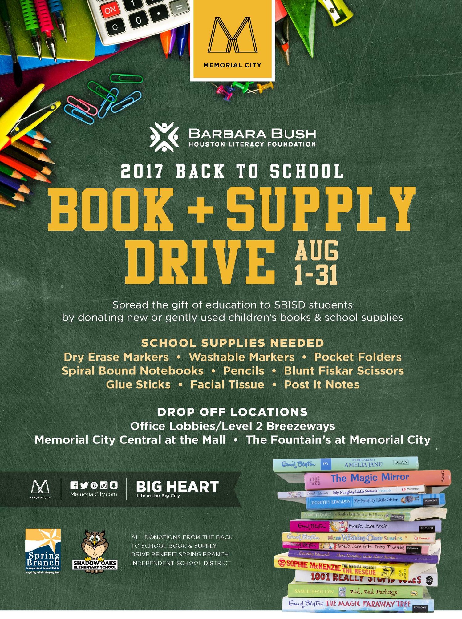 Back To School Drive To Benefit Children In Spring Branch Isd Barbara Bush Houston Literacy Foundation