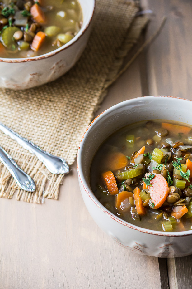French Green Lentil and Vegetable Soup | ediblesoundbites.com
