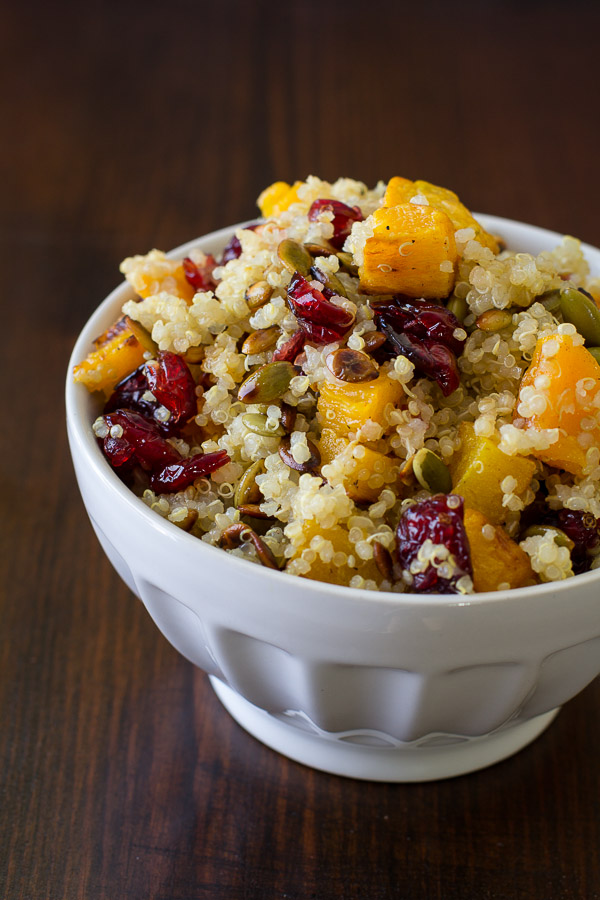 Quinoa with Roasted Squash, Dried Cranberries & Pepitas
