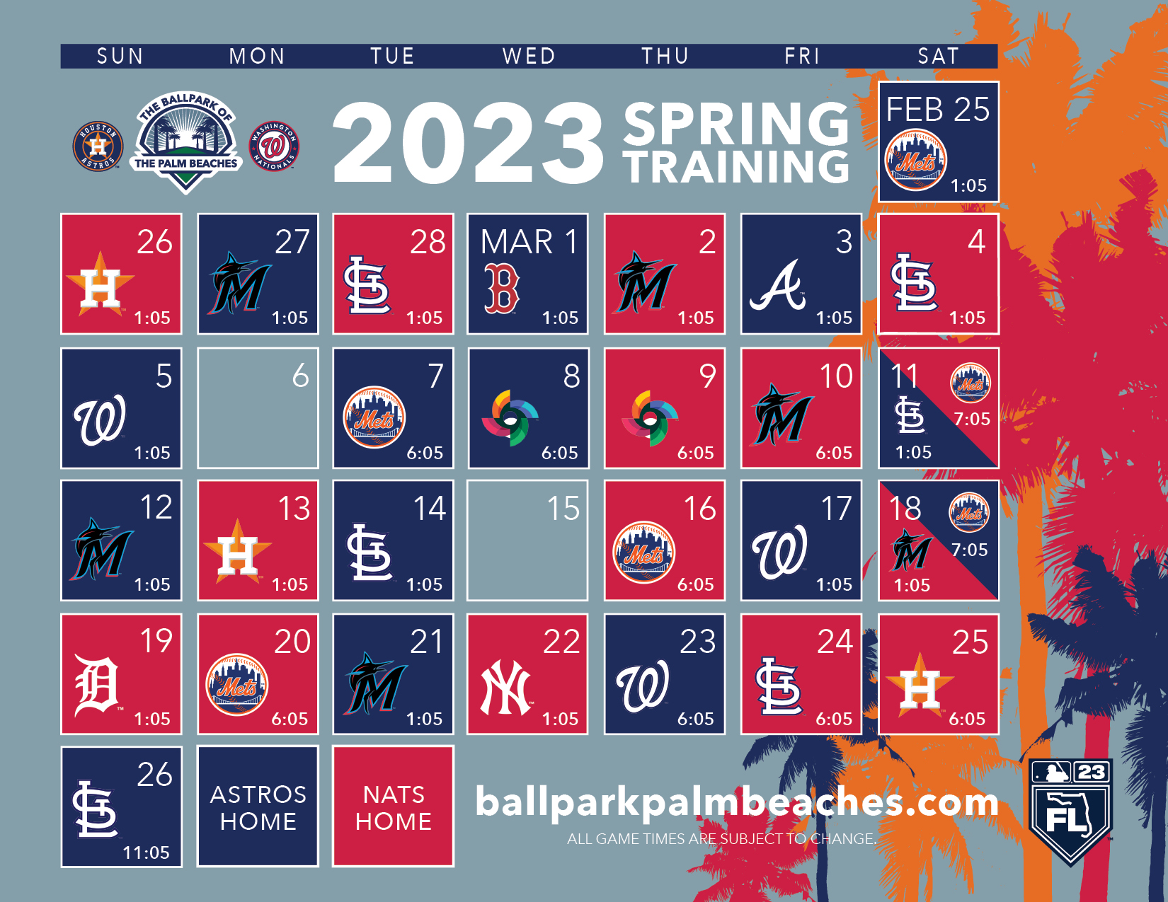 There are still 12 games remaining for the 2023 Spring Training schedule!  Which games are you coming to?! ⚾️🌴