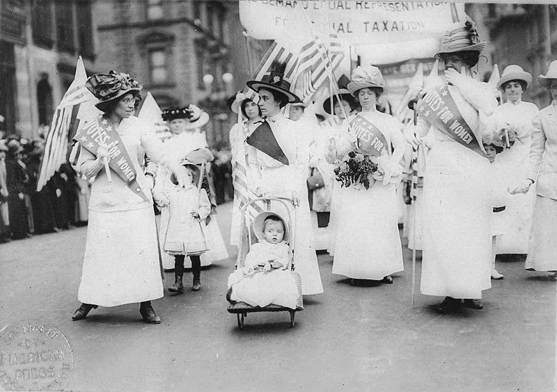 "Feminist Suffrage Parade in New York City, 1912" by This file is lacking author information. - This image is available from the United States Library of Congress's Prints and Photographs division under the digital ID cph.3g05585.This tag does not indicate the copyright status of the attached work. A normal copyright tag is still required. See Commons:Licensing for more information.العربية | čeština | Deutsch | English | español | فارسی | suomi | français | magyar | italiano | македонски | മലയാളം | Nederlands | polski | português | русский | slovenčina | slovenščina | Türkçe | 中文 | 中文（简体）‎ | 中文（繁體）‎ | +/−. Licensed under Public domain via Wikimedia Commons - http://commons.wikimedia.org/wiki/File:Feminist_Suffrage_Parade_in_New_York_City,_1912.jpeg#mediaviewer/File:Feminist_Suffrage_Parade_in_New_York_City,_1912.jpeg
