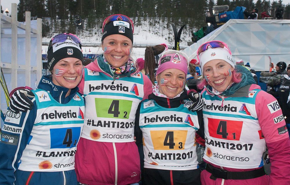 These girls are coming back for more!! World Champs relay team. (Tom Kelly photo)