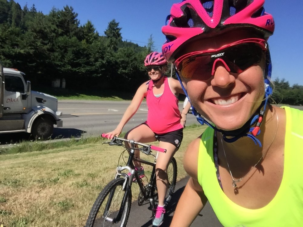  Rollerskiing with my sister in Seattle. 