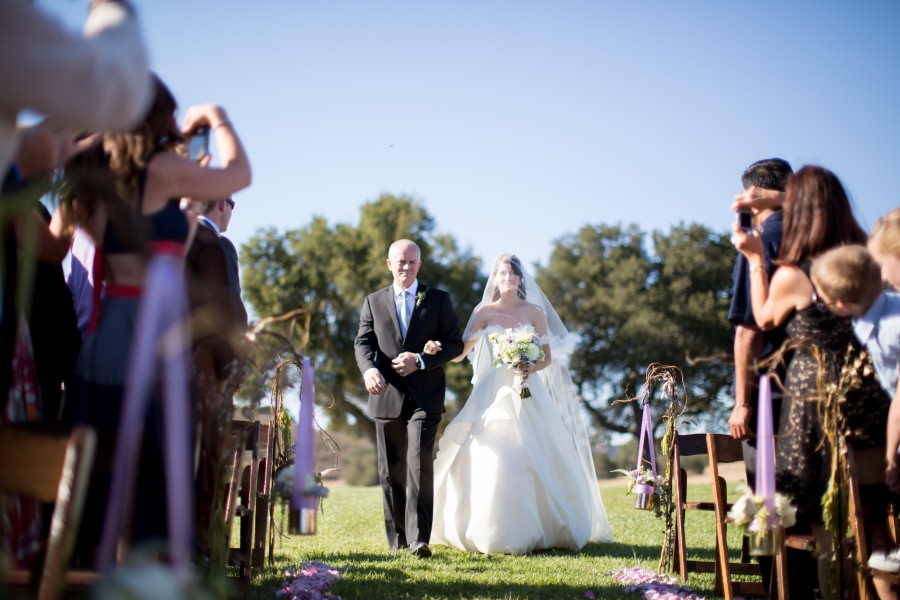 www.santabarbarawedding.com | Soigne Productions | Michael and Anna Costa | Zaca Creek Ranch | Bride and Father Walking down Aisle