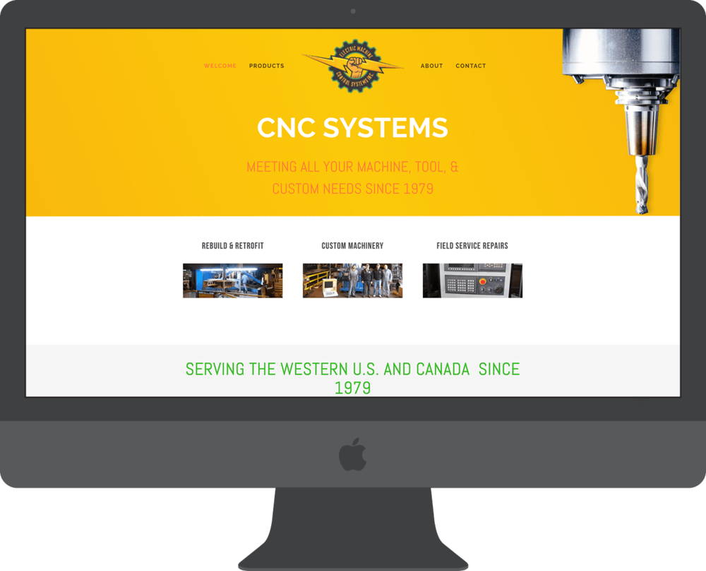 We implemented a "loud" and attention-grabbing color to go along with a slideshow of services offered and a responsive CNC bit that follows the user as they scroll the website.