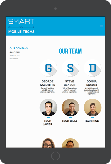 Team section with photos lends a "human" aspect to any company.