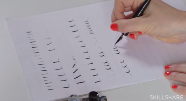 Practicing simple strokes with your nib pen can help you prepare to write beautiful letters and words in calligraphy. 