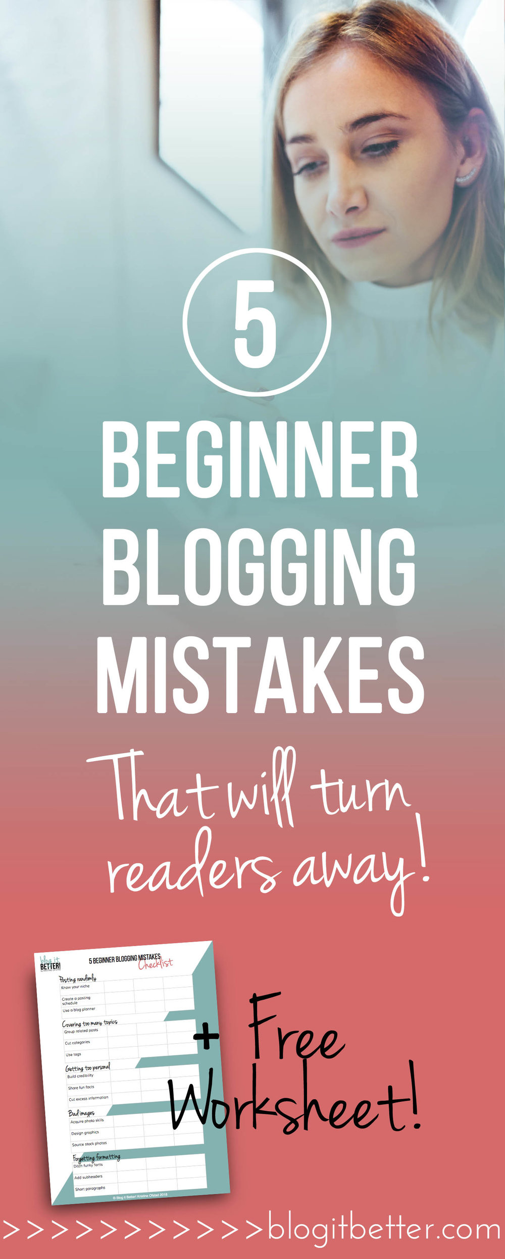 Are you making these 5 huge beginner blogging mistakes? Find out how to identify some of the biggest mistakes bloggers make, and learn how to avoid them! Blog it Better!